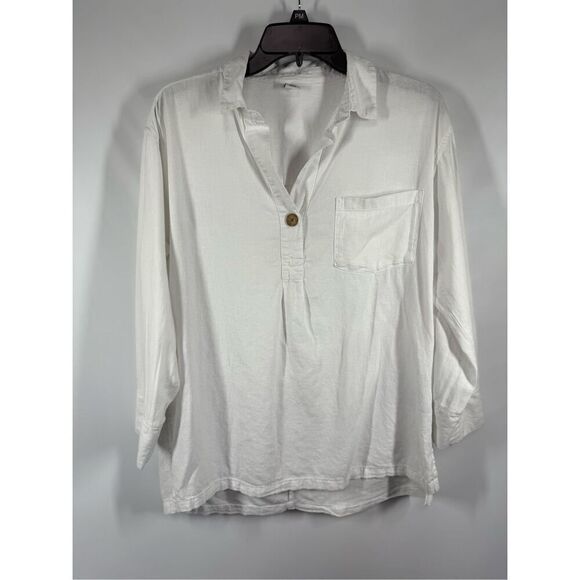 Old Navy White Linen Blend Oversized tunic top Size Medium - Picture 1 of 6